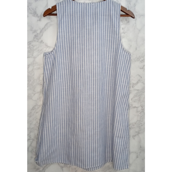 New Entro Mini Dress Women's Size M Blue Stripes Sleeveless 100% Cotton - Picture 5 of 7